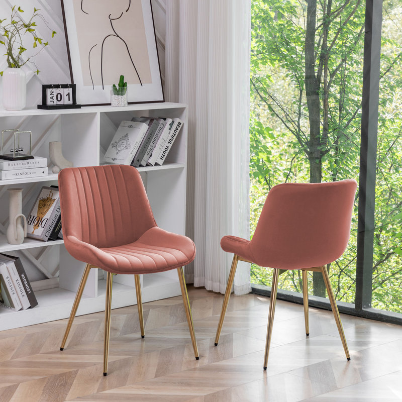 Alannah 18.5'' H Velvet Upholstered Side Chair, Rose