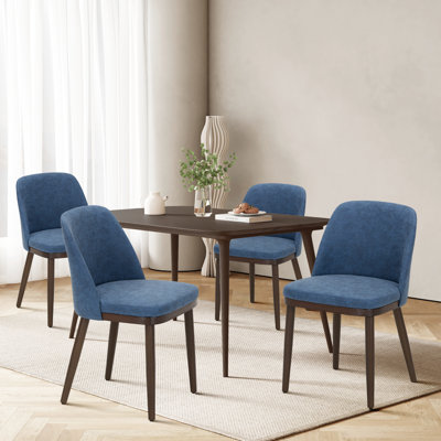 Upholstered Solid Wood Faux Leather Dining Chair Side Chair