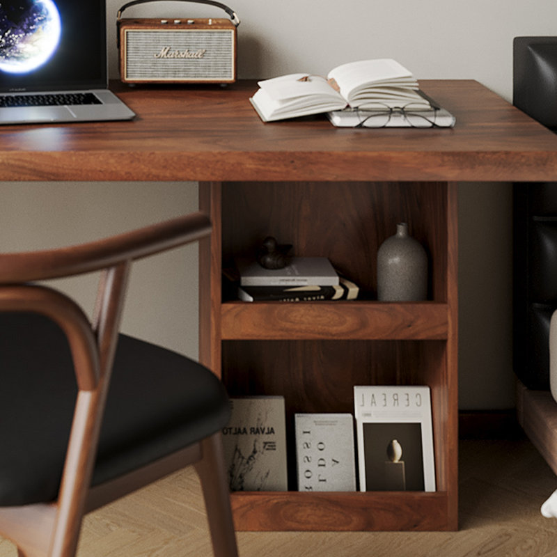Bureau rectangulaire en bois massif Nu-brun,  H 29,53 po x l 62,99 po x P 23,62 po