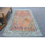 Grand tapis turc rétro Oushak pour salle à manger - tapis de chambre ou de salon extérieur en laine orange