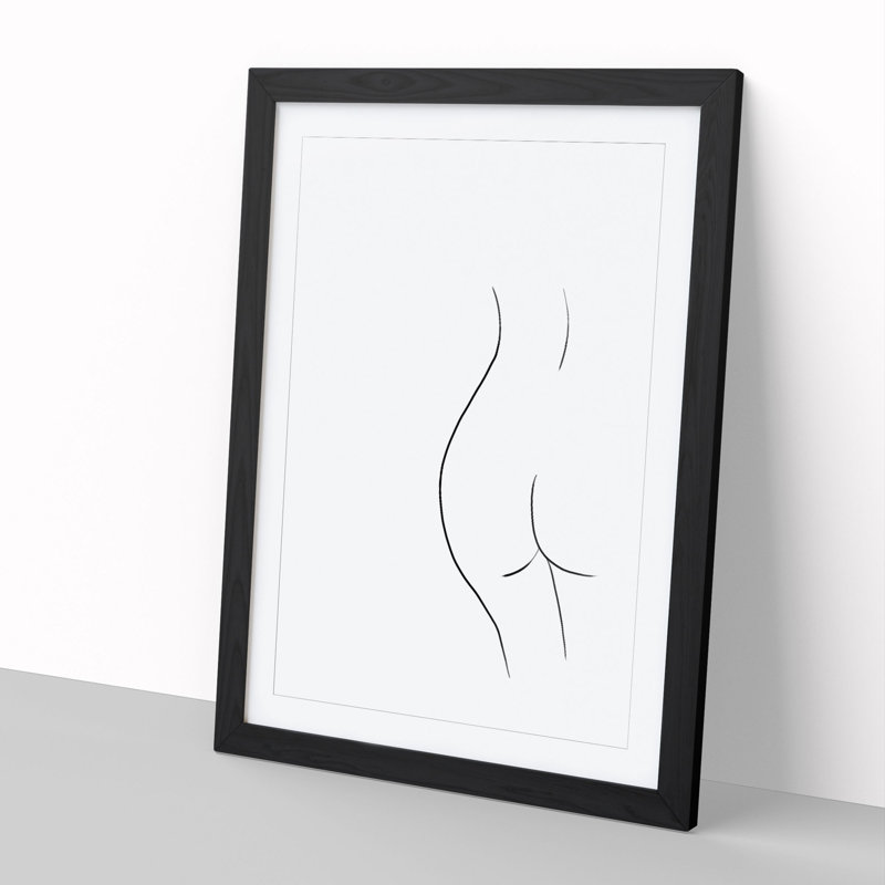 Line Female Form - Picture Frame Drawing, 65cm H x 48cm W x 2cm D, Black Framed