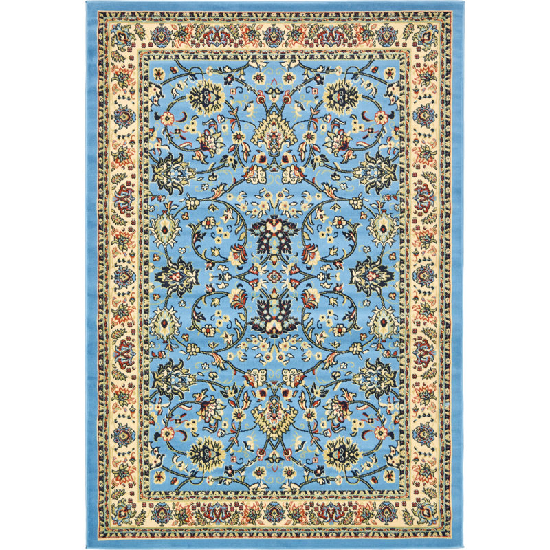 Tapis bourgogne Bhatari, Light Blue, Rectangle 2 pi 2 po x 3 pi 1 po
