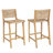 Fielder 28'' Seat Height Coastal Farmhouse Outdoor Armless Bar Stool With PE Wicker Seat And Acacia Wood Frame-113300772-112328612-112328613