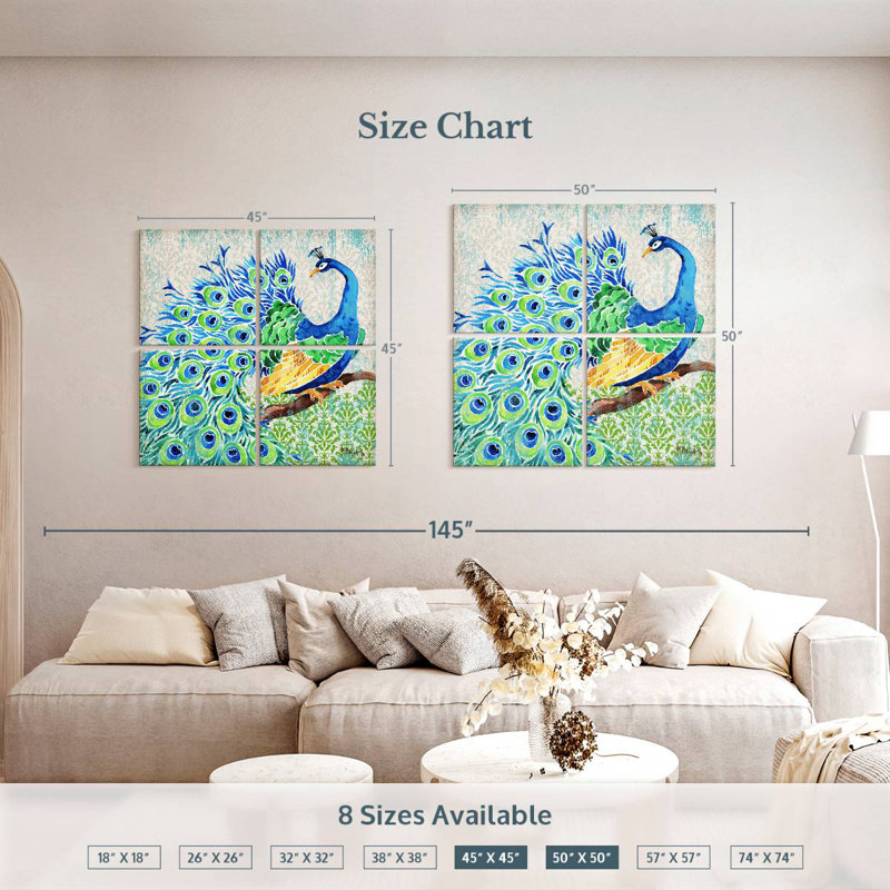 Brampt Patterned Peacock I, 45" H x 45" W
