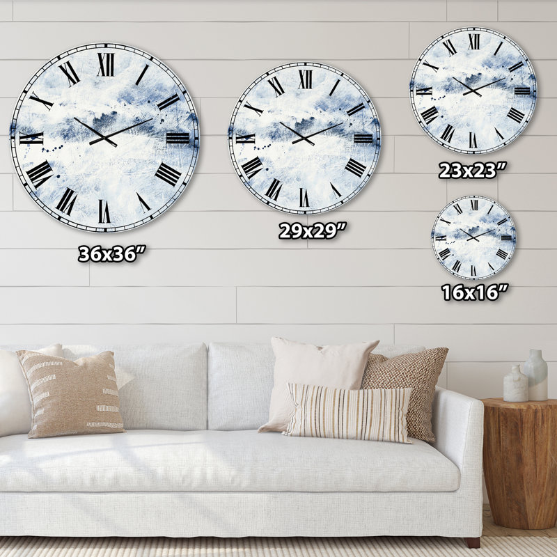 Horloge ronde bleue en métal, Très petit