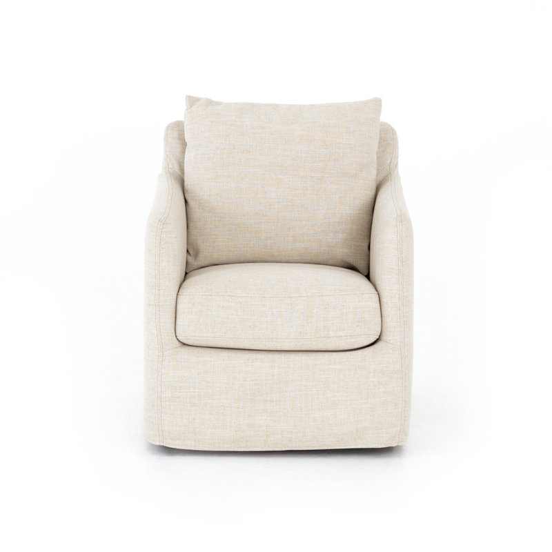 Banks Swivel Slipcovered Armchair, Cambric Ivory