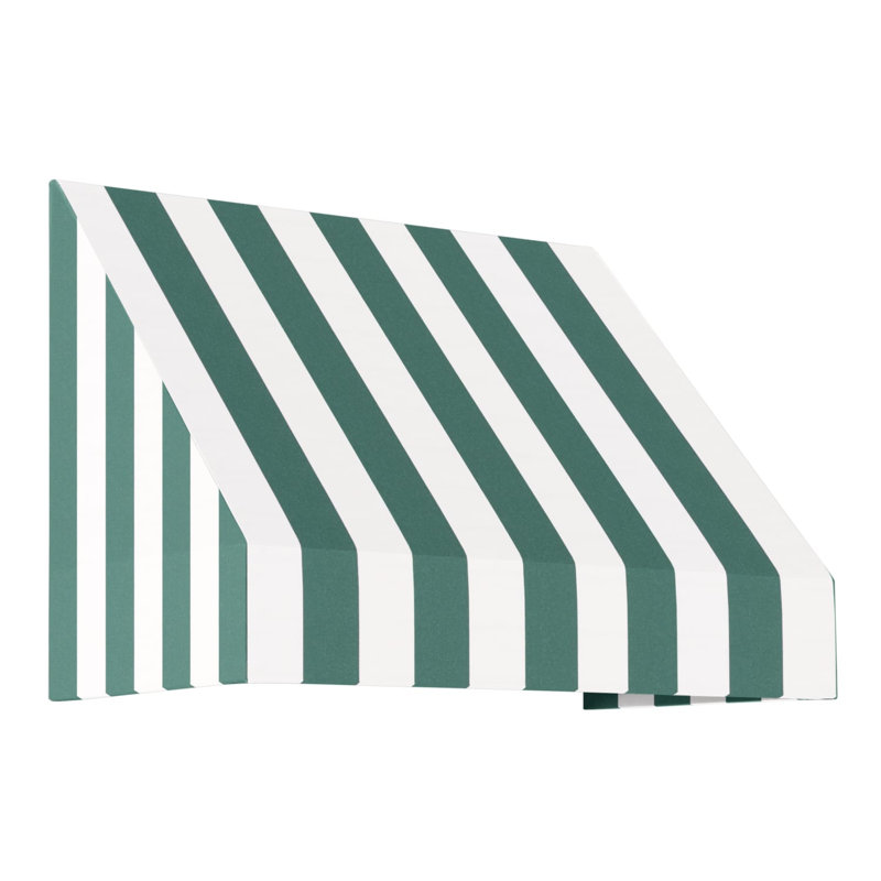 Auvent fixe en tissu acrylique New Yorker Awntech, H 31 po x l 52,5 po x P 24 po, Forêt / rayure blanche