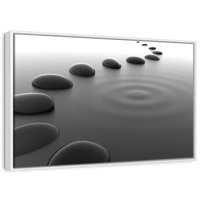 Cailloux sur l'eau, Cadre flottant blanc, 43 po x 29 po