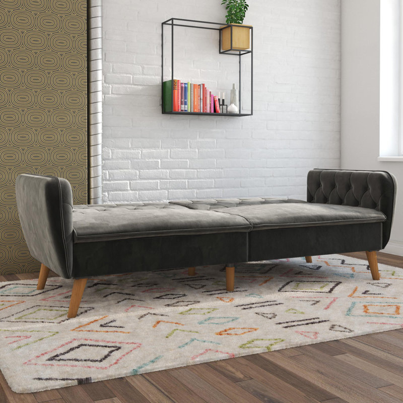 Tallulah Memory Foam Futon, Gray Velvet