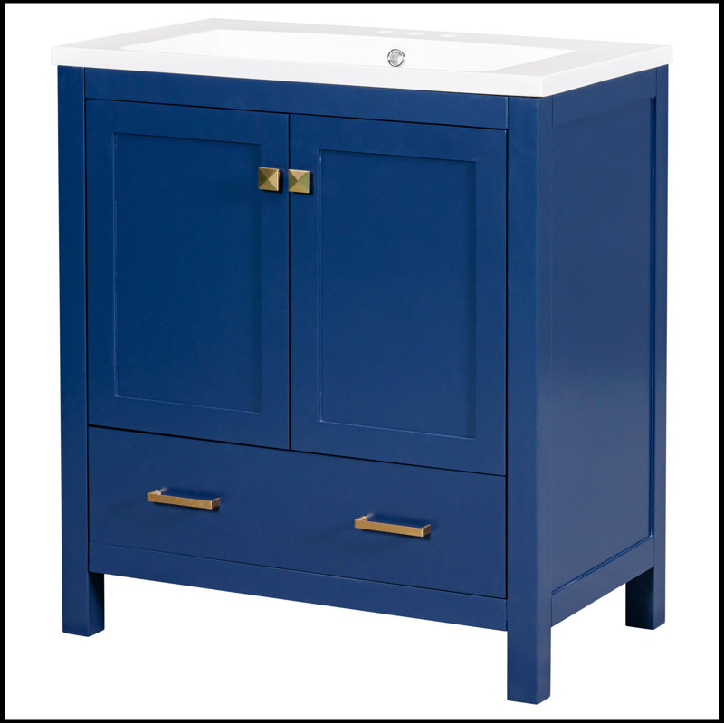 Meuble-lavabo simple 30 po avec plateau Schelte, Bleu