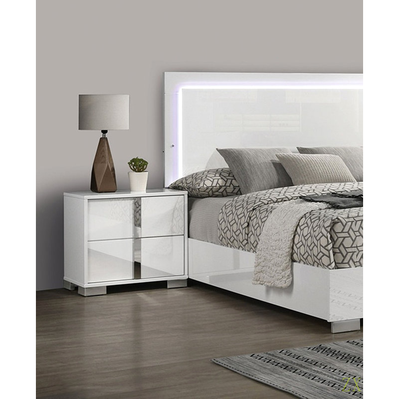 Table de chevet contemporaine classique 1pc, Blanc