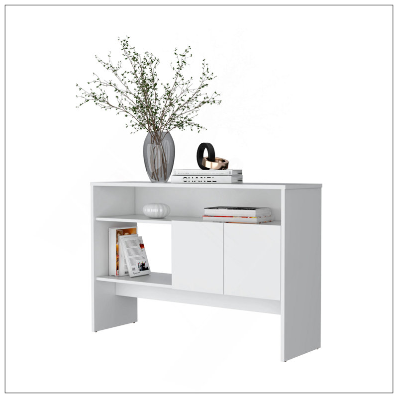 White Console Table With Two Doors, White