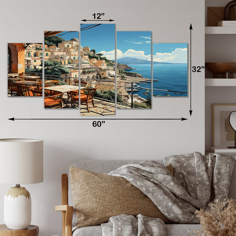 Capri, Italie, bleu, méditerranéen, village I - paysage, Italie, ensemble de décorations murales