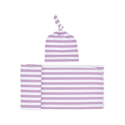 Casquette fœtale rayée en coton rayé néonatale 2 pièces