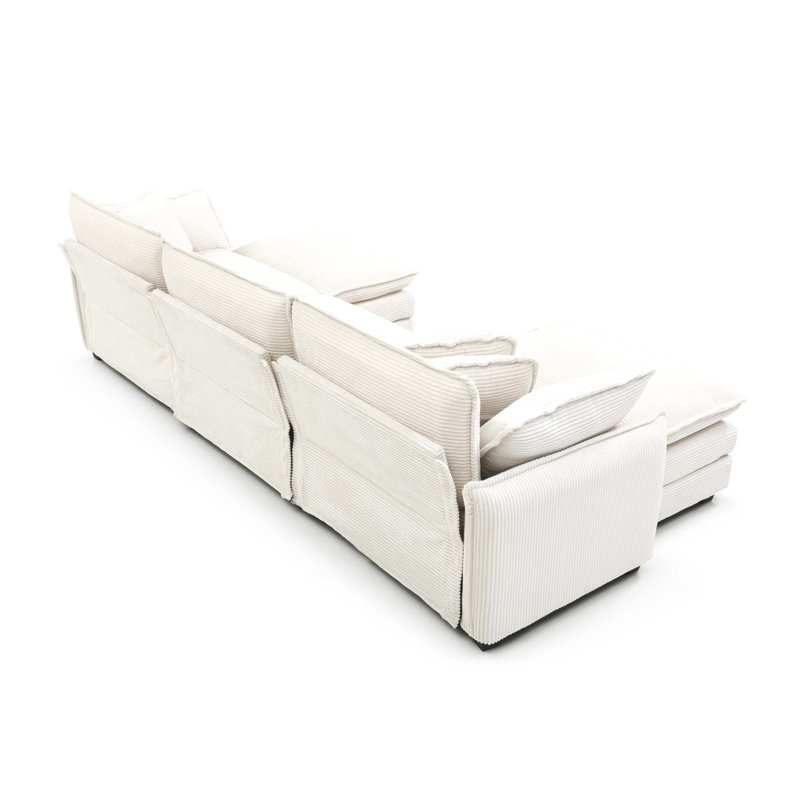 Canapé modulaire surdimensionné avec repose-pieds convertible, Beige, H 33,85 po x l 115,34 po x P 34,25 po