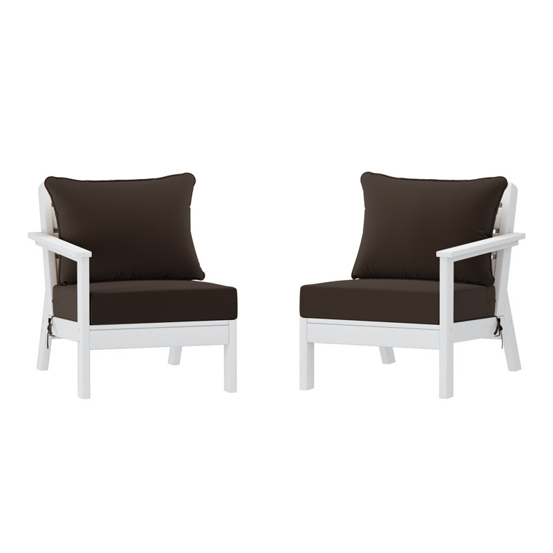 Deep Seating Set With Cushions, White, Brown