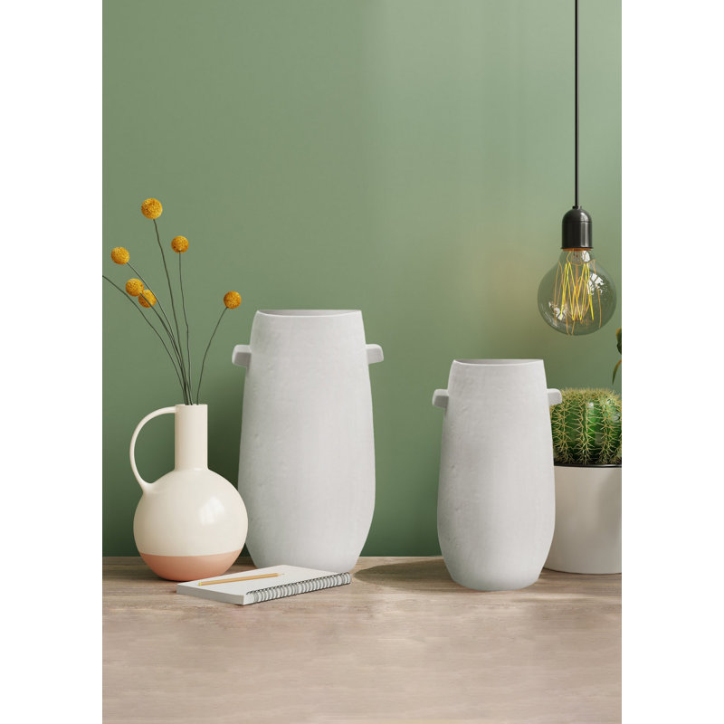 Elegant White Ceramic Vase, 6.3 x 5.9 x 12.6 Inches | 100% High-Quality Ceramic, Perfect for Home Decor | Ideal for Fresh Flowers & Decorative Arrangements, Stylish Centerpiece for Living Room & Office