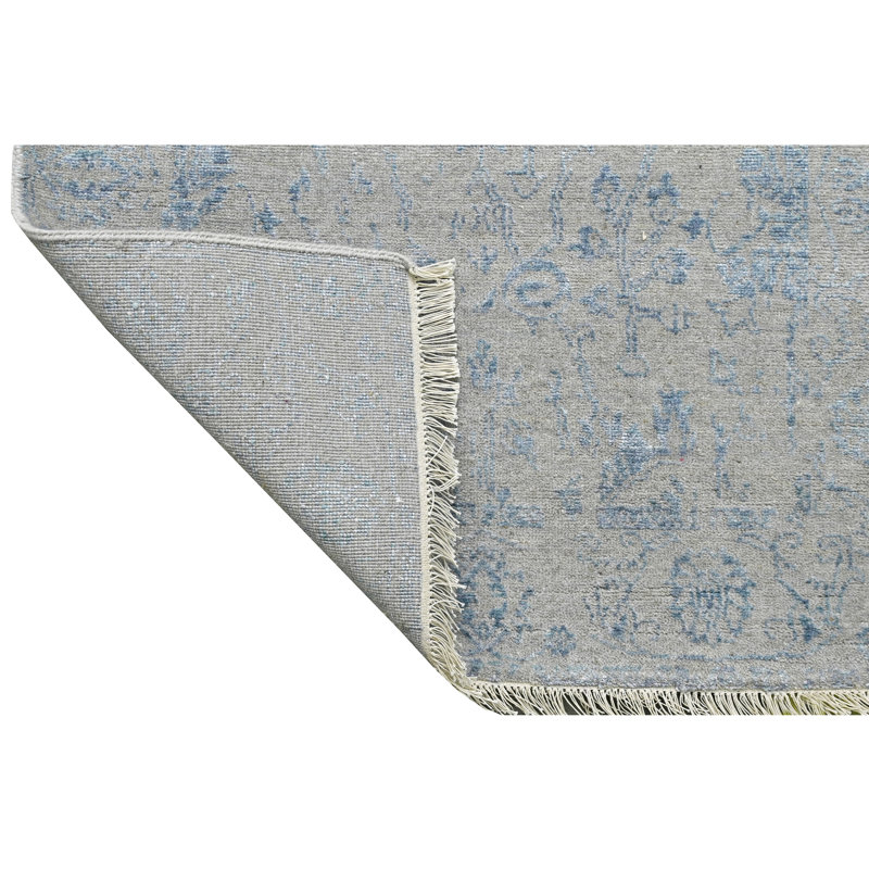 One-of-a-Kind Rectangle 2'6" x 10'2" Area Rug in Silver/Aqua