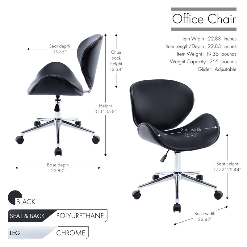Akimasa Task Chair, Black, Polyurethane