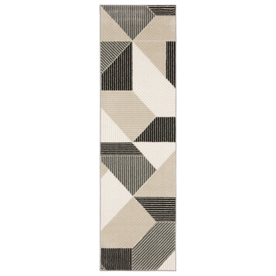 Tapis géométrique noir / ivoire Arata