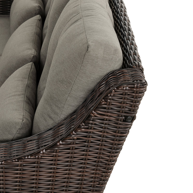 Keaisha 74'' Wide Outdoor Wicker Patio Sofa, Brownish Gray, Brown