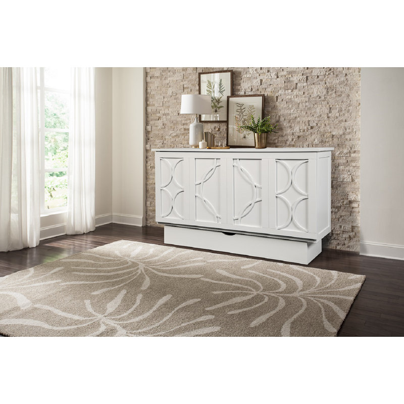 Bristol Queen Storage Murphy Bed with Mattress and Power Outlets, White