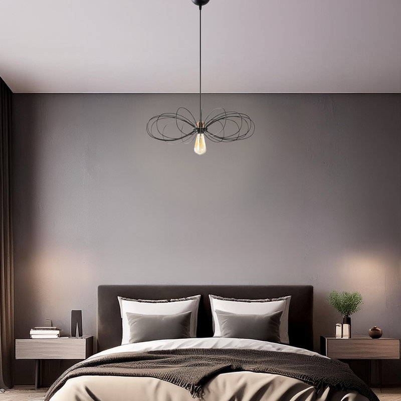 Adjustable Height Metal Body Single Infinity Pendant, Black
