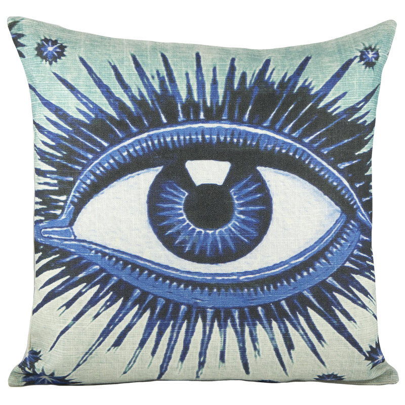 Eye Cotton Reversible Throw Pillow