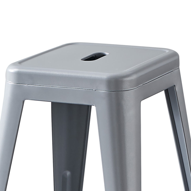 Kendraya Rustic Country Metal Bar & Counter Stool, Bar Stool (30” Seat Height, Silver, Silver
