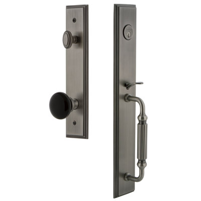 Carré One-Piece Handleset with Single Cylinder Deadbolt and F Grip with Coventry Knob