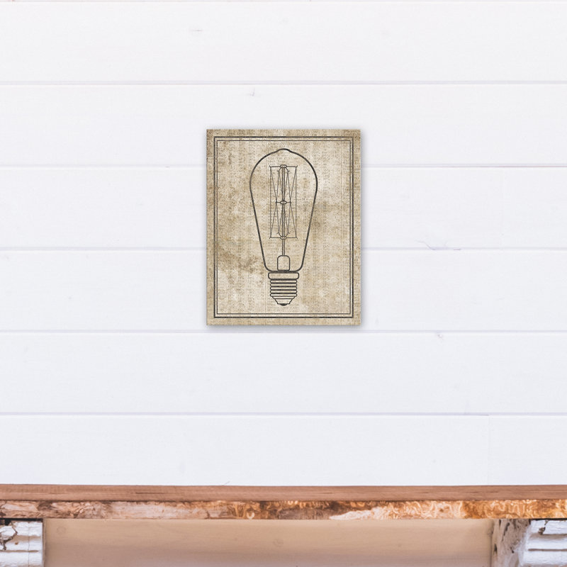 « edison ampoule on vieilli background », reproduction d’impression sur toile