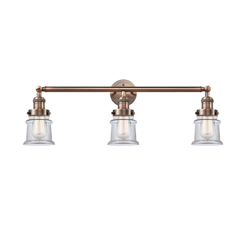 Éclairage pour meuble-lavabo à 3 lumières à intensité variable Alvi, Transparent, Cuivre antique
