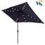 Parasol 10X6.5Ft rectangulaire avec lumières solaires - - bleu marine antichoc-1036168963
