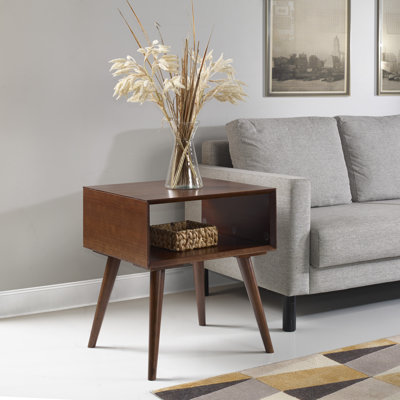 Table de bout en bois massif avec rangement Nowlin