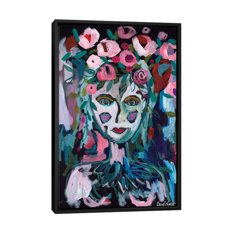 «Rose Goddess», impression sur toile, H 26 po x l 18 po x P 1,5 po, Toile avec cadre noir, Pas de tapis