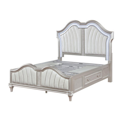 Marika Silver Oak And Ivory Upholstered Storage Bed -  Rosdorf Park, 96C772FC354E45BF92A7CE9D04BCC613