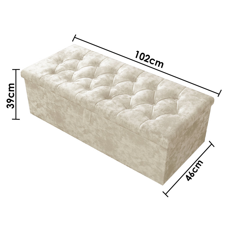 Felica 102cm Wide Tufted Rectangle Storage Ottoman with Hydrolic Arm, Cream