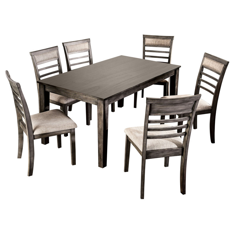Ensemble de table de salle à manger 7 pièces Bodhe, Gris, 7