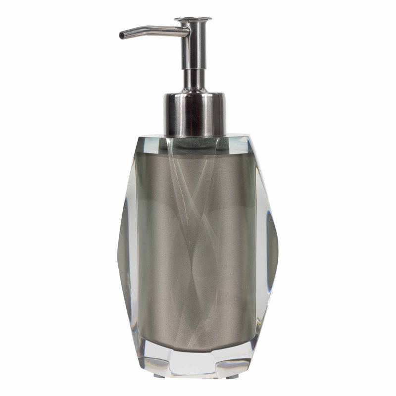 Distributeur de savon pour le bain à facettes Sparkles Home | Résine en forme de losange pompe durable 7,5 pouces, Gris