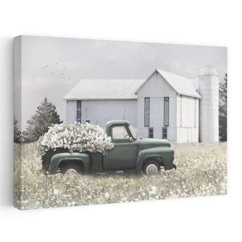 Fleurs à la ferme, art abstrait contemporain de paysage de fleurs, H 32 po x l 48 po