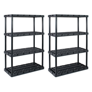 Gracious Living 4 Shelf Knect A Shelf Ventilated Storage Unit, Black (Set of 2)