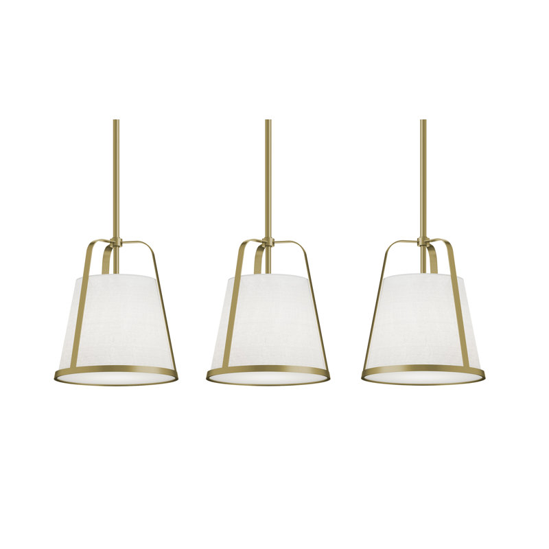 Luminaire suspendu linéaire 3 lumières Lizzette - 60 W, Laiton antique clair