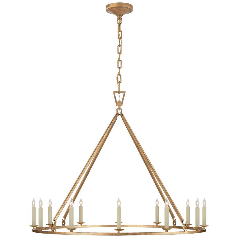 Chapman & Myers Darlana Medium Single Ring Chandelier, Golded Iron, 31.5" H x 40" W x 40" D