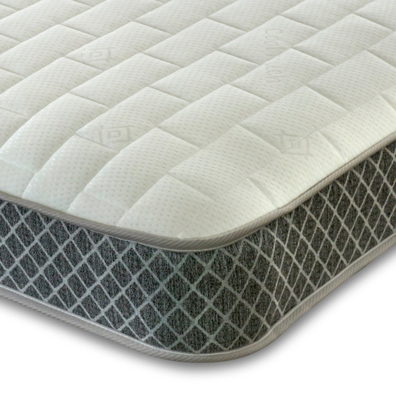 White Noise 7.25" Deep Grey Tommy Border, Memory Spring Mattress, Kingsize (5')