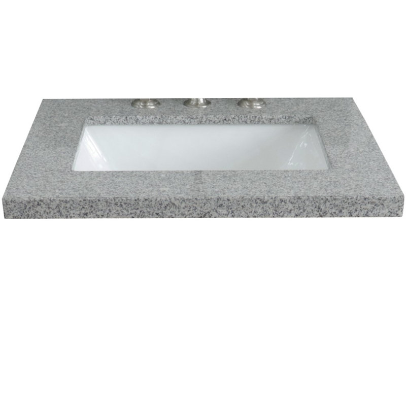 25" Gray Granite Countertop with White Ceramic Undermount Sink