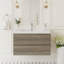 Meuble-lavabo suspendu moderne de 91 cm (36 po) avec comptoir en résine intégré, 2 tiroirs à fermeture amortie, assemblage complet, gris cendré-100809918-119015998