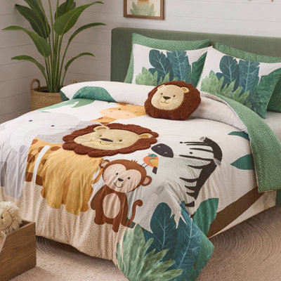 Ensemble de literie Safari Lion, ensemble de couette en microfibre 6 pièces pour enfants (grand lit et grand lit).