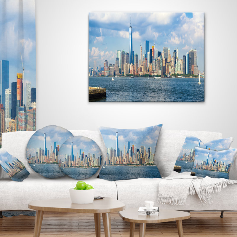 Coussin décoratif cityscape lower manhattan, 16 po x 1 po, Coussin décoratif