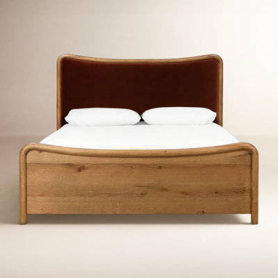 Linen Upholstered Oak Bed
