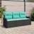  3 Piece Garden Sofa Set With Cushions Black Poly Rattan